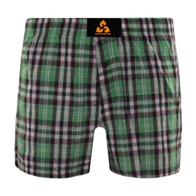 Plaid Fabric Made of Green and Multicolored Stripes