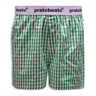 Men's Green Plaid Boxer Shorts with Knitted Waistband