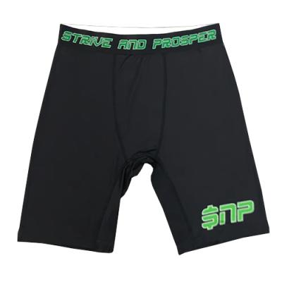Black Long Men's Boxing Briefs with Foot Pattern Design