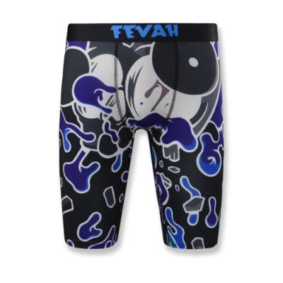 Long Men's Underwear with Blue and Black Pattern Print