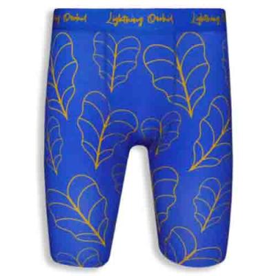 Blue Long Men's Underwear with Leaf Line Pattern Design