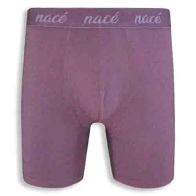 Purple Solid Color Cotton-spandex, Long Men's Underwear