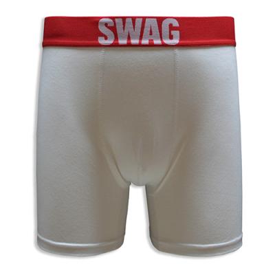 White Cotton-Spandex Classic Style Men's Underwear with Heat-Pressed Pattern