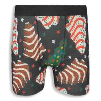 Spandex/Polyester Christmas Style Printed Men's Boxer Briefs