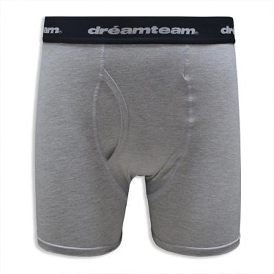 Grey Cotton-Spandex Solid Color Men's Boxer Underwear
