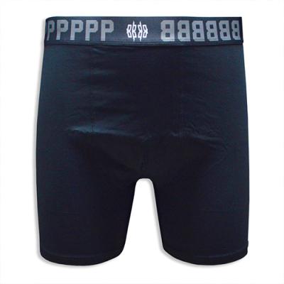 Black Cotton-Spandex Solid Color Men's Boxer Underwear